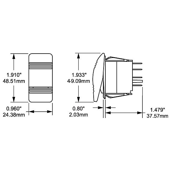 Contura Switch DPST Gray - OFF-(ON)