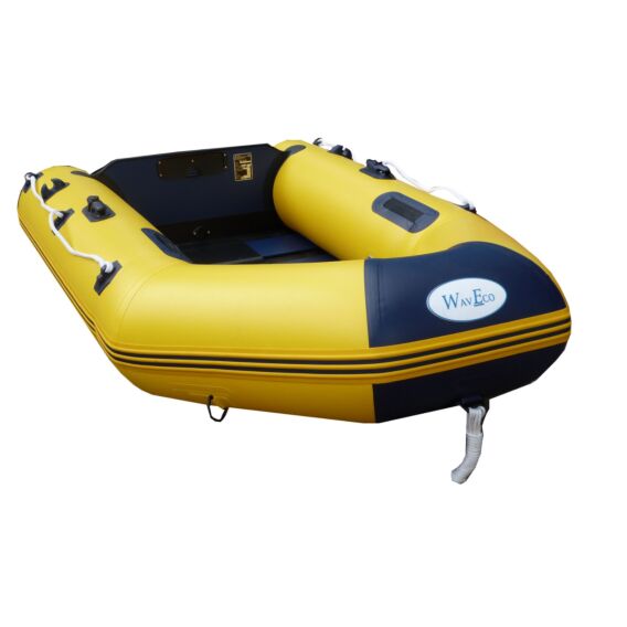 2.50m Yellow WavEco Ultra inflatable boat with a solid transom