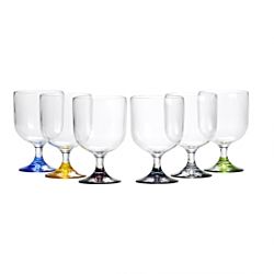 Set of 6 Water/Wine Stackable Glasses with Coloured Bases