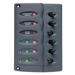 Contour Switch Panel, Waterproof 6 Way with Fuse Holder