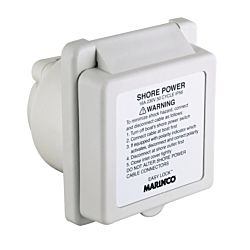 Inlet, 16A 230V, Square, White, With Label