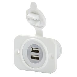 Dual USB Charger Receptacle 12-24V, White (Bulk)