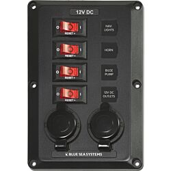 4 Position with 12V Sockets, BelowDeck Circuit Breaker Panel