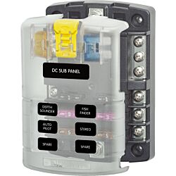 ST Blade Fuse Block - 6 Circuits with Negative Bus and Cover