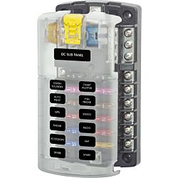 ST Blade Fuse Block - 12 Circuits with Negative Bus and Cover