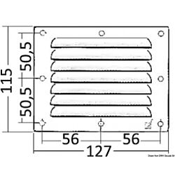 Louvred Vent Polished Stainless Steel-115x127 mm