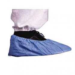 Blue elasticated plastic shoe covers 10 pk