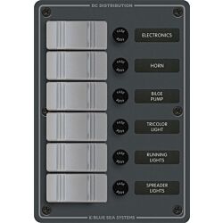 Waterproof Panel 12VDC 6 Pos Vert Grey