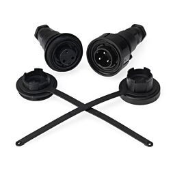 IP68 - Specified Pin Variant Plug and In-Line Socket and Caps Kit.  Screw Connection. -3-Pin