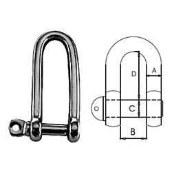 Long Dee Shackle - Stainless Steel AISI316