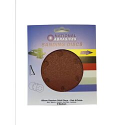 150mm R/O Sanding Discs Red aluminium oxide fine 5 pack