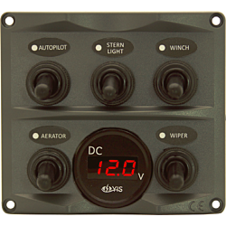 5P IP66 ABS Toggle Switch Panel (Dark grey) battery guage