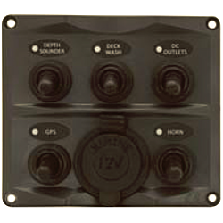 5P IP66 ABS Toggle Switch Panel (Dark grey) 12v Socket