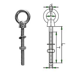 Eye Bolt inc Nut &  Washer - Stainless  Steel AISI316