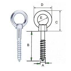 Eye Bolt With Wide Opening Eye - AISI316