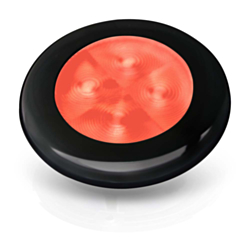 Red Slimline Round Courtesy Lamp 12V with Black Plastic Trim