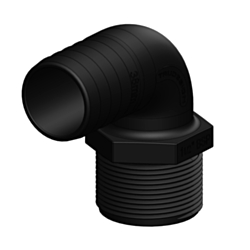 Black Long Thread 90° Unequal Tail - 1 1/4" BSP