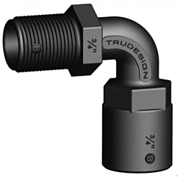 Black Female Male 90° Connector with ¾" BSP Thread - Packaged