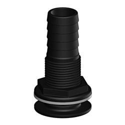 Black Skin Fitting with Tail with 1" BSP Thread & Diameter of 28mm