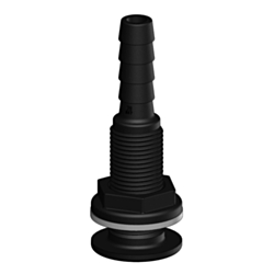 Black Skin Fitting with Tail with 1/2" BSP Thread & Diameter of 13mm