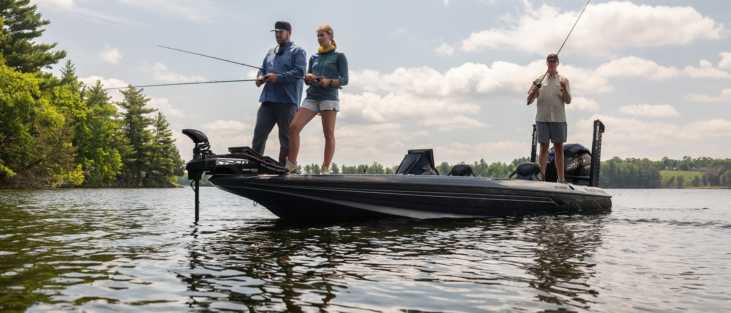 Minn Kota trolling motor in use on a fishing boat