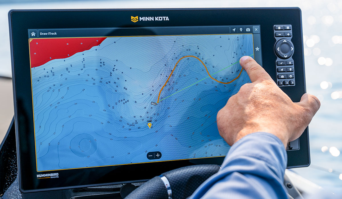 Draw and Navigate shown on a Minn Kota fish finder