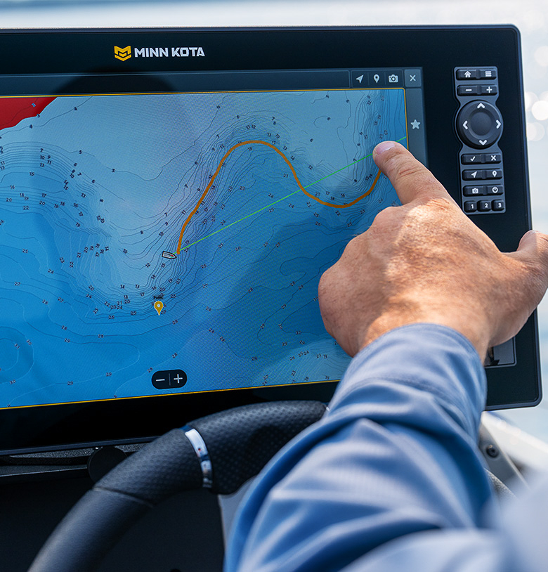 Draw and Navigate in use on a Minn Kota display